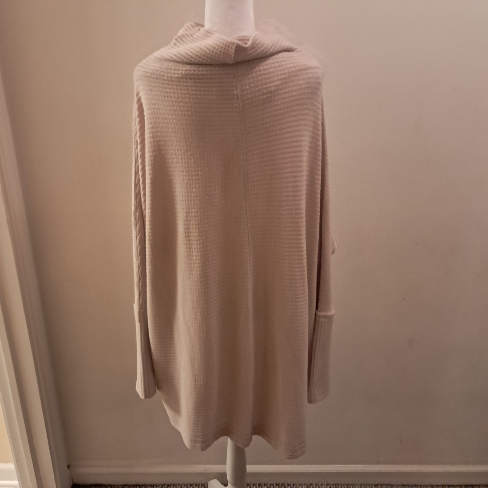 We The Free Sweater Women's Medium M Cream Waffle Cowl Neck Oversized Cozy - Picture 6 of 12